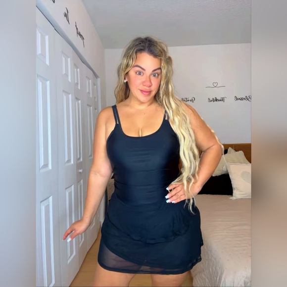 Arolina Women's One-Piece Swim Dress Tummy Control Modest Swimsuit with Swim NEW - Picture 2 of 16